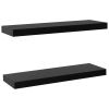 Wall Mounted Shelf Set of 2 Black MDF 23.6 in x 7.9 in x 1.5 in
