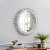 Vintage 17'' x 17'' Wood Round Hanging Gear Shape Decorative Mirror Patchwork Effect With Large-size Mirrors Individually On Art Walls,Sold Individual
