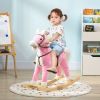Toddler Pink Animal Rocking Horse with Sound and Saddle, Fun Gift for Kids 3+ Years