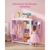 Kids Dress Up Storage, with Jewelry Cabinet, Dress Up Closet with Mirror and Shelves, Princess Costumes Wardrobe Closet