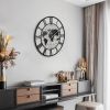 36 Inch Large Black Metal Wall Clock, Modern Silent World Map Wall Clock with Gold Pointers, Decorative for Living Room, Entryway, Dinning Room, Bedro