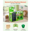 Kids Grocery Store Playset, Wooden Play Market Stand with Shopping Bag, Kids Supermarket Pretend Play Store with Conveyor Belt, Scanner, Cash Register