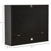 Wall Mounted Desk Black Floating with Storage Shelves Foldable Tabletop Space Saving Design