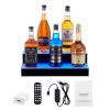 LED Lighted Liquor Bottle Display, 2 Tiers 16 Inch Commercial Illuminated Home Bar Shelf, 2 Steps Whiskey Rack Stand