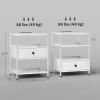 Set of 2 Side Tables with Charging Stations and LED Lights, End Tables with Drawer and Shelves for Living Room, White