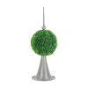 Faux Boxwood Topiary Sphere on Metal Spire – 17"