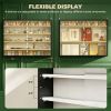 Black 5-Tier Display Cabinet, Wall-Mounted Display Case with 2 Glass Doors and Adjustable Shelves