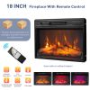 43" Shaker White Fireplace Media Console, Single Mantel with RGB Lights for 18" Fireplace Insert