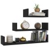 Shelf Set of 3 Black Engineered wood Large Wall-mounted