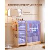 Kids Dress Up Storage, with Mirror, Wooden Kids Dress Up Rack, Toddler Wardrobe Closet for Little Girls, Storage Armoire, Costume Organizer