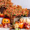 16-Piece Red-Orange Artificial Boxwood Floral Stems – UV-Resistant Outdoor Fall Décor