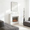 Modern fireplace mantel, freestanding fireplace, white