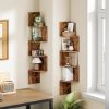 Corner Shelf Wall-Mounted, Set of 2 Floating Corner Shelves for Wall, 4-Tier Corner Bookshelves Rustic Brown