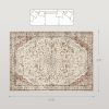 Area Rug 8x10, Machine Washable Rug, Non-Slip Classical Floral Print Floor Carpet for Living Room, Bedroom, Mixed-Brown