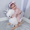 Plush Swan Rocking Horse – Ride‑On Toy with Sound, Wooden Base & Safety Belt
