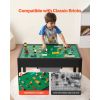 Kids Wooden Activity Table, Building Blocks Double-Sided Tabletop, Multi-Purpose Activity Play Table with 2 Storage Bins for Kids 3+ Years