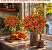 16-Piece Red-Orange Artificial Boxwood Floral Stems – UV-Resistant Outdoor Fall Décor