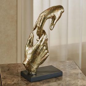 Loving Hands Gold Sculpture – Contemporary Resin Tabletop Statue | Modern Symbol of Connection