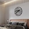 36 Inch Large Black Metal Wall Clock, Modern Silent World Map Wall Clock with Gold Pointers, Decorative for Living Room, Entryway, Dinning Room, Bedro