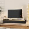 Floating TV Stand, Wall Mounted TV Shelf with Led Lights & Power OutletTV Cabinet for Black tv Stands for Living Room