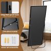 71"x26" Full Length Rectangular Mirror Wall or Leaning Aluminum Alloy Frame with Stand Black