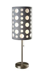 30-Inch Gray & White Retro Table Lamp – Two-Layer Shade