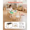 Sensory Table for Toddlers, Wooden Kids Activity Table with 2 Stools, Double-Sided Board, Storage Bins, and Non-Slip Feet