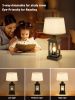 20.5in Black Farmhouse Bedside Table Lamp for Living Room, 3-Way Dimmable Touch Control Modern Nightstand Lamp with 2 Light for Bedroom, Home, Office(
