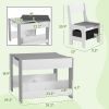 Kids 3‑Piece Activity Table Set – Reversible Chalkboard Top with Storage & Bookshelf, Gray