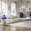 Set of 2 Side Tables with Charging Stations and LED Lights, End Tables with Drawer and Shelves for Living Room, White