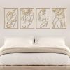 4 Pack Gold Wall Art Decor, Female Flower Face Lover Minimalist Décor Single Line Art Wall Décor, Real Metal Wall Art, Woman's Body Shape Abstract Wal