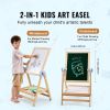 Art Easel for Kids, 2-in-1 Wooden Double-Sided Kid's Art Easel with Magnetic Whiteboard & Chalkboard