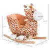 Giraffe Plush Wooden Rocking Horse, Animal Chair with Sound, Brown, for Boys & Girls