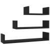 Shelf Set of 3 Black Engineered wood Large Wall-mounted