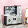 Brown Wooden Kids Kitchen Playset – Interactive Pretend Kitchen with Lights, Sounds & Storage