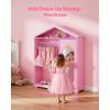 Kids Dress Up Storage, with Mirror, Dress Up Closet, Kids Armoire Wardrobe Closet for Little Girls, Toddler Costume Organizer