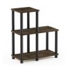 18.9"W x 9.4"D x 19.5"H 3-Shelf Decorative Shelves, Columbia Walnut and Black