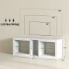 TV Stand Center for 55" with LED Lights and Power Outlets TV Television Cabinet with Adjustable Shelves High Gloss White