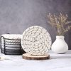 Mckanti 8 Pcs Drink Coasters with Holder, 4 Colors Absorbent Coasters, Minimalist Cotton Woven Coaster Set for Living Room Decor