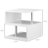 Lift Top Coffee Table Designer S-Shaped White 3-Tier Side Table Multi Level with 2 Steel Support Poles