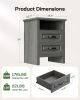 Nightstand for Bedroom, Night Stand with Charging Station, Bedside Table with 2 Drawers & Open Shelf, Farmhouse End Table Storage Cabinet, Gray