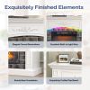 43" Shaker White Fireplace Media Console, Single Mantel with RGB Lights for 18" Fireplace Insert