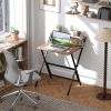 Folding Computer Desk, 27.6" Foldable Desk with Monitor Shelf for Small Space, Home Office, Study, Easy Assembly, Walnut