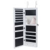 Full Mirror Wooden Wall Mounted 4-Layer Shelf 2 Drawers With Inner Mirror 8 Blue LED Light Jewelry Storage Mirror Cabinet - White