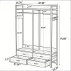 Freestanding Walk-In Closet Organizer – Rustic Garment Rack with Drawers & Shelves