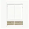 Freestanding Walk-In Closet Organizer – Rustic Garment Rack with Drawers & Shelves