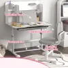 Height‑Adjustable Kids Desk & Chair Set – Tilt Desktop Study Station with Storage, Gray