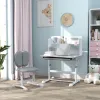 Height‑Adjustable Kids Desk & Chair Set – Tilt Desktop Study Station with Storage, Gray