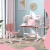 Height‑Adjustable Kids Desk & Chair Set – Tilt Desktop Study Station with Storage, Pink
