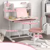 Height‑Adjustable Kids Desk & Chair Set – Tilt Desktop Study Station with Storage, Pink